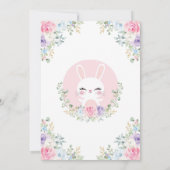 Invitation Cute Bunny 1er anniversaire Printemps Floral Rabbi (Dos)