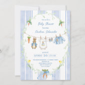 Invitation Cute Bunny Boy Clothesline Baby Shower (Devant)