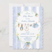 Invitation Cute Bunny Boy Clothesline Baby Shower (Devant)