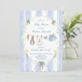 Invitation Cute Bunny Boy Clothesline Baby Shower (Debout devant)