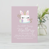 Invitation Cute Bunny Cake Unicorn Pâques 1er anniversaire fê (Debout devant)