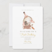 Invitation Cute Bunny & Carrot Premier anniversaire 1er anniv (Devant)