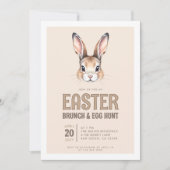 Invitation Cute Bunny Face Brunch de Pâques et chasse aux oeu (Devant)