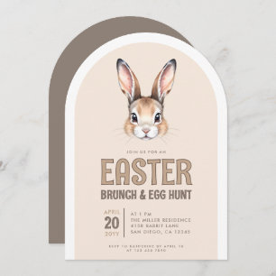 Invitation Cute Bunny Face Brunch de Pâques et chasse aux oeu