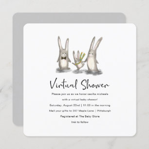 Invitation Cute Bunny Family Baby shower virtuel