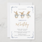 Invitation Cute Bunny Kid Pâques 3e fête d'anniversaire (Devant)