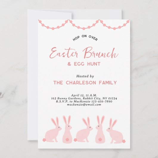 Invitation Cute Bunny Rabbit Easter Brunch (Devant)