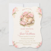 Invitation Cute Bunny Rabbit Pink Blush Baby Shower (Devant)