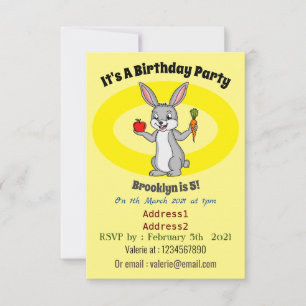 Invitation Cute bunny rabbit with vegetables