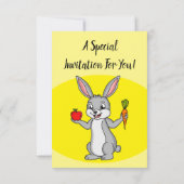 Invitation Cute bunny rabbit with vegetables (Dos)