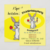 Invitation Cute bunny rabbit with vegetables (Devant / Derrière)