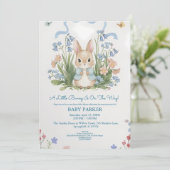 Invitation Cute Bunny Spring Floral Baby Shower (Debout devant)