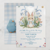 Invitation Cute Bunny Spring Floral Baby Shower (Devant / Derrière)
