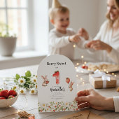 Invitation Cute Bunny Strawberry Theme First Birthday