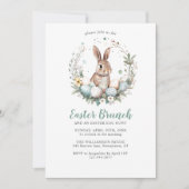 Invitation Cute Bunny Wreath Pâques Brunch Chasse aux oeufs (Devant)