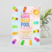 Invitation Cute Bye école bonjour piscine fête (Debout devant)