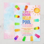 Invitation Cute Bye école bonjour piscine fête (Devant / Derrière)