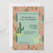 Invitation Cute Cactus Peach & Green Anniversaire (Devant)