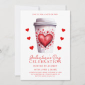 Invitation Cute Café Latte Valentines Galentines (Devant)