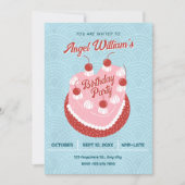 Invitation Cute cake heart birthday (Devant)