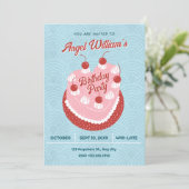Invitation Cute cake heart birthday (Debout devant)