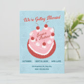 Invitation Cute cake heart wedding (Debout devant)