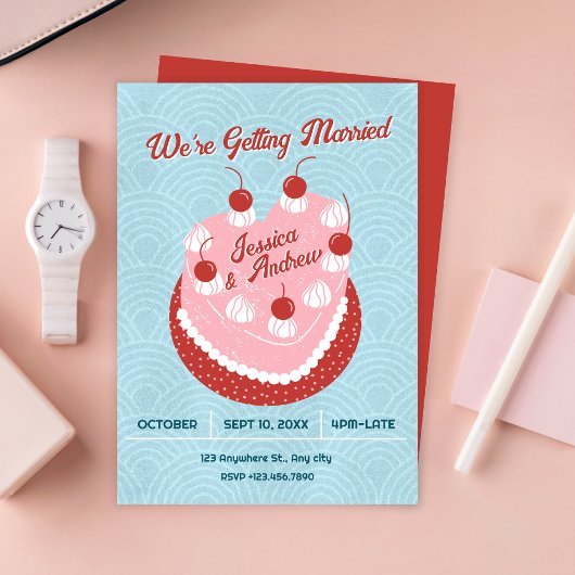 Invitation Cute cake heart wedding