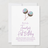 Invitation Cute Cake Pop Candy Bar Premier anniversaire Invit (Devant)