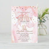 Invitation Cute Candles Stars Pink Bow Sweet 16 (Debout devant)