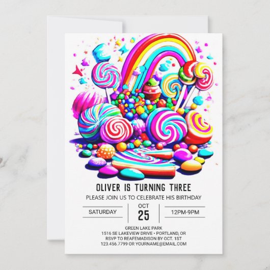 Invitation Cute Candy Boho Anniversaire de enfant (Devant)