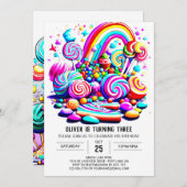 Invitation Cute Candy Boho Anniversaire de enfant (Devant / Derrière)