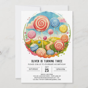 Invitation Cute Candy Lollipop Anniversaire