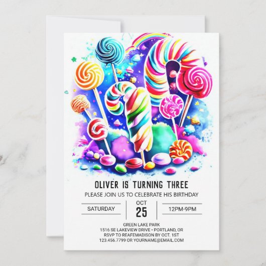 Invitation Cute Candyland Anniversaire de enfant (Devant)