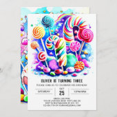 Invitation Cute Candyland Anniversaire de enfant (Devant / Derrière)