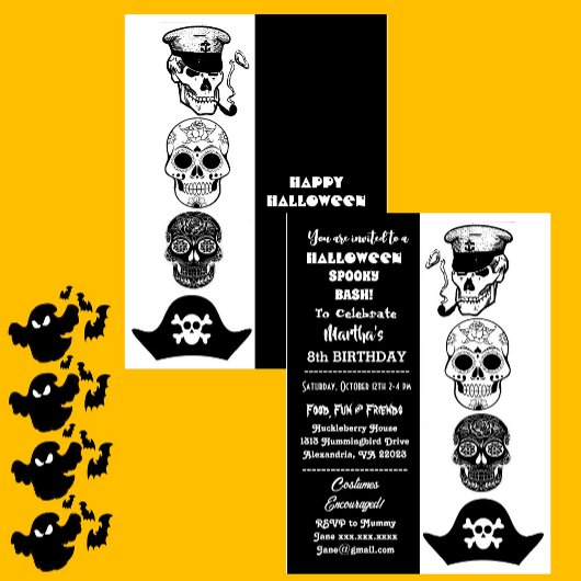 Invitation Cute Capitaine Pirate Éffrayant Halloween Bash Ann