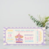 Invitation Cute Carousel Circus Ticket Carnival Baby shower  (Debout devant)