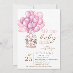 Invitation Cute Carousel Unicorn Ballons Baby shower fille