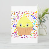 Invitation Cute Carton Citron Cupcake Avec Confetti Invitati (Debout devant)
