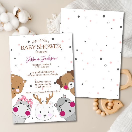 Invitation Cute Cartoon Animals Gender Neutral Baby Shower