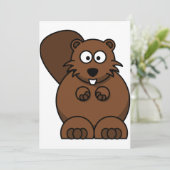 Invitation Cute Cartoon Beaver Funny Bois Animal (Debout devant)
