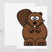 Invitation Cute Cartoon Beaver Funny Bois Animal (Devant / Derrière)