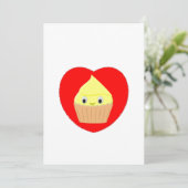 Invitation Cute Cartoon Citron Cupcake Dans Le Coeur Rouge (Debout devant)
