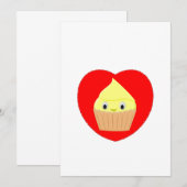 Invitation Cute Cartoon Citron Cupcake Dans Le Coeur Rouge (Devant / Derrière)