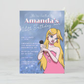 Invitation Cute Cartoon Pop Music Bleu 14e anniversaire (Debout devant)