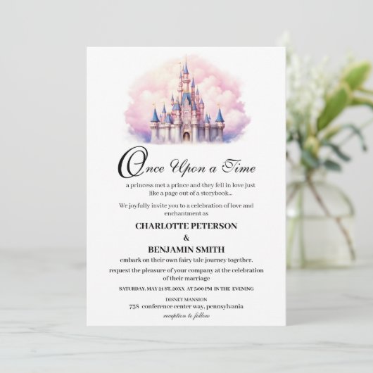 Invitation Cute Castle Fairy Mariage (Debout devant)