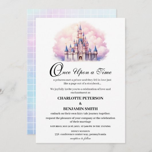 Invitation Cute Castle Fairy Mariage (Devant / Derrière)