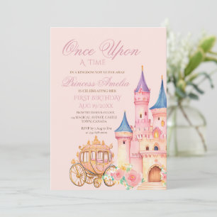 Invitation Cute Castle Princess 1ère Fille Anniversaire