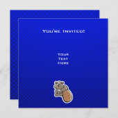 Invitation Cute castor;Bleu (Devant / Derrière)