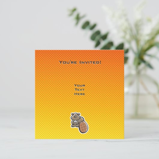 Invitation Cute castor; Orange jaune (Debout devant)