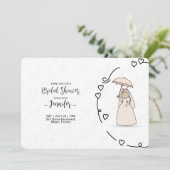 Invitation Cute Cat bride with elegant Hearts bridal shower (Debout devant)